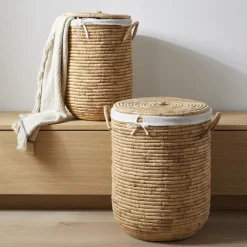West Elm Woven Seagrass Lidded Hampers