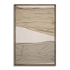 West Elm Wrapped Earth Tones Dimensional Framed Canvas Wall Art