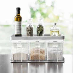 West Elm Yamazaki Salt & Sugar Containers with Rack