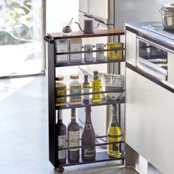 West Elm Yamazaki Slim Wood Top Rolling Storage Cart