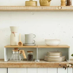 West Elm Yamazaki Tosca Wood-Top Stackable Kitchen Rack