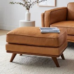 West Elm Zander Leather Ottoman