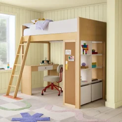Kids West Elm Ziggy Twin Loft Bed w/ Desk & Storage